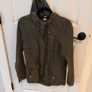 Olive Hooded Jacket with Pockets